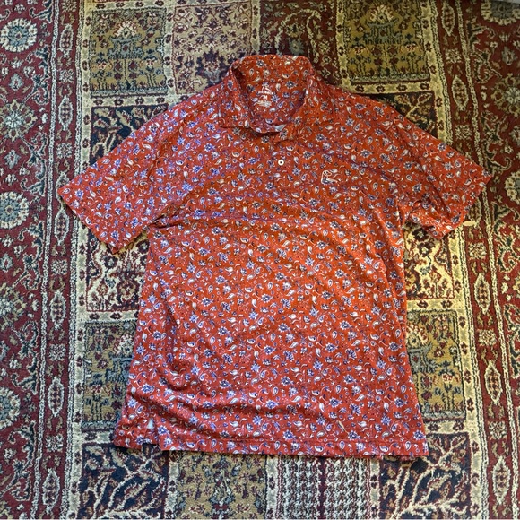Rhoback Performance Polo Shirt Medium Paisley Red - Picture 1 of 6
